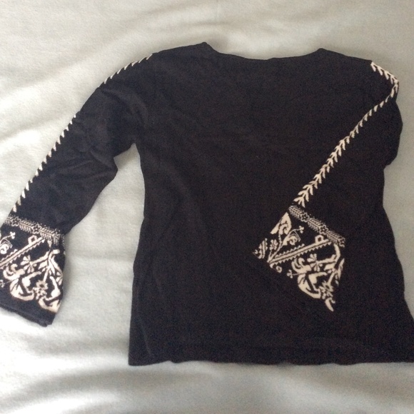 🇨🇦 Bette Paige Silk Blend Blouse Black & White M - Picture 3 of 3